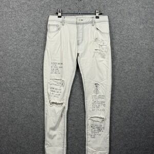 Topman Light Wash Distressed Graphic Print Jeans W30 L30
